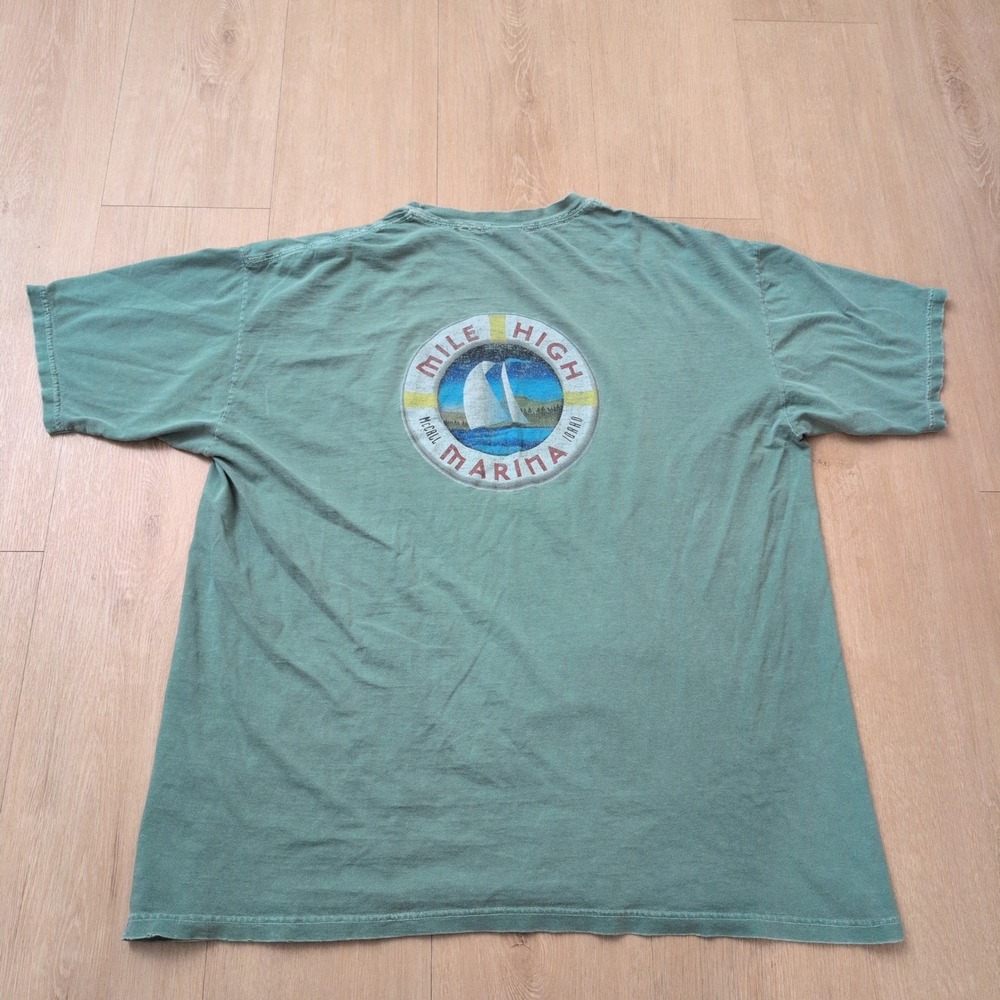VTG Authentic Pigment Mile High Marina McCall Idaho Shirt XL Green Garment Dyed